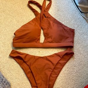 SHEIN bikini size S burnt Red crossed neck